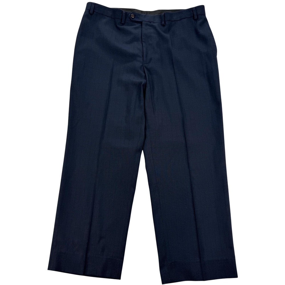 Ralph Ralph Lauren Dress Pants Mens 38x27 Blue Check Flat Front Classic Office